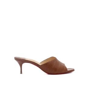 Christian Louboutin East 55 Croc Embossed Leather Heeled Slides Size 37.5